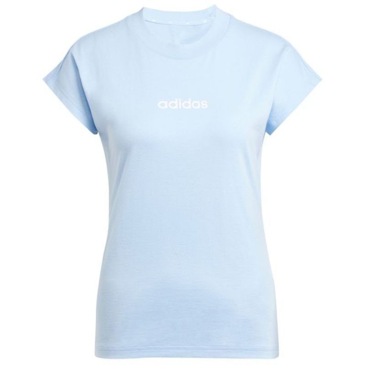 Moteriški medvilniniai marškinėliai adidas Essentials Linear, žydri