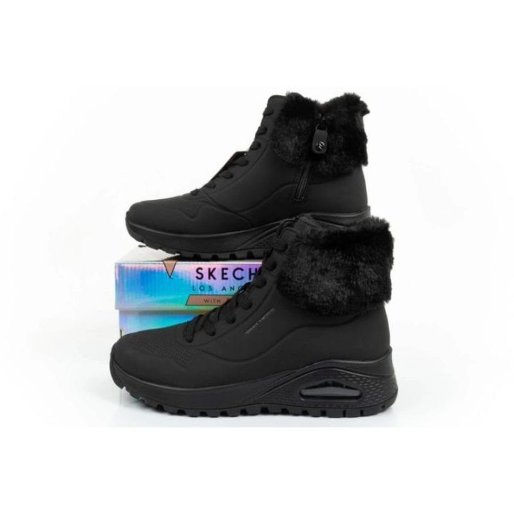Moteriški sportbačiai su užtrauktuku Skechers Uno Rugged, juodi