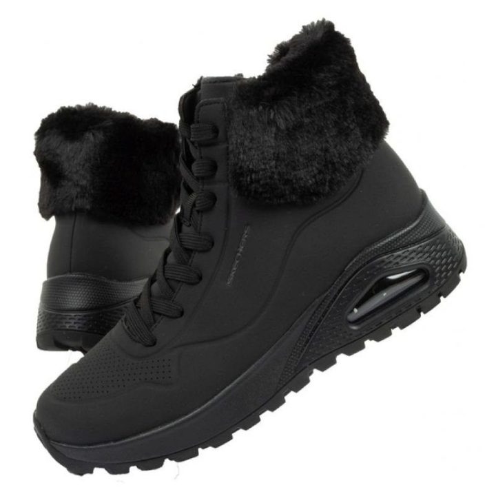 Moteriški sportbačiai su užtrauktuku Skechers Uno Rugged, juodi