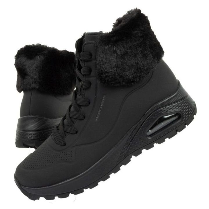 Moteriški sportbačiai su užtrauktuku Skechers Uno Rugged, juodi