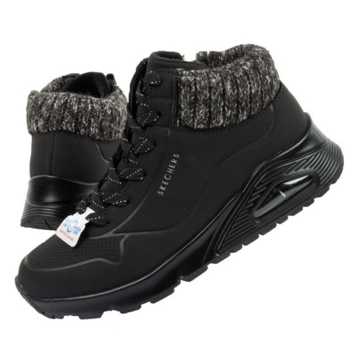Moteriški sportbačiai su užtrauktuku Skechers Uno Darling Daze, juodi