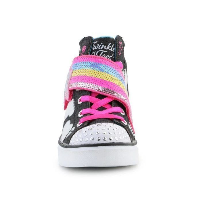 Sportbačiai mergaitėms su žvaigždutėmis Skechers, juodi ir įvairiaspalviai