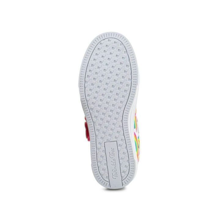Šviečiantys sportbačiai mergaitėms Skechers, balti / įvairiaspalviai