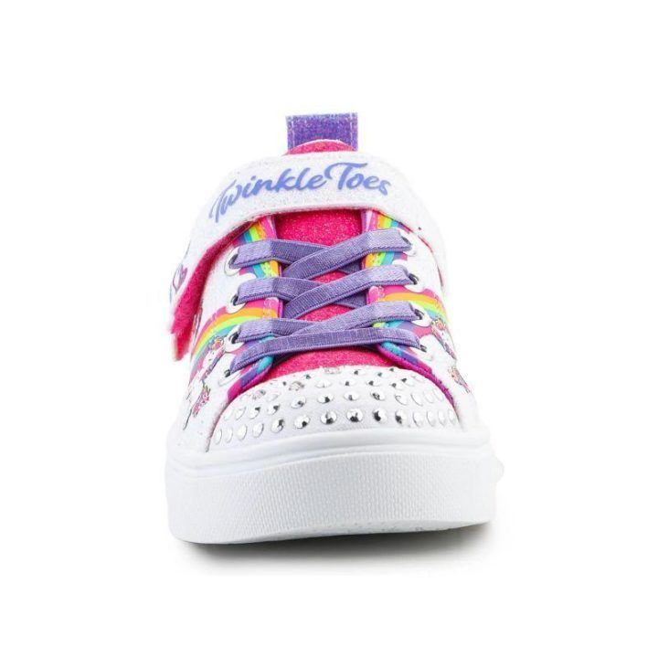 Šviečiantys sportbačiai mergaitėms Skechers, balti / įvairiaspalviai