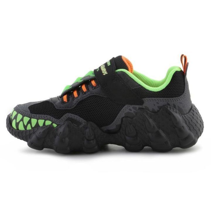 Vaikiški dinozaurų sportbačiai Skechers Skech-O-Saurus - Rapid-Dino, juodi ir salotiniai