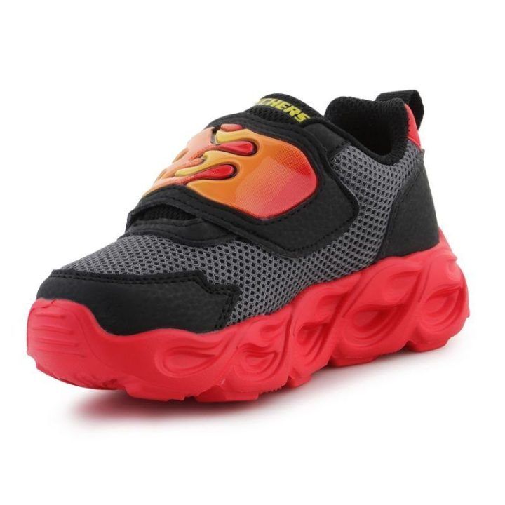 Vaikiški sportbačiai su liepsnomis Skechers, juodi ir raudoni