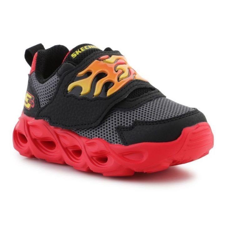 Vaikiški sportbačiai su liepsnomis Skechers, juodi ir raudoni