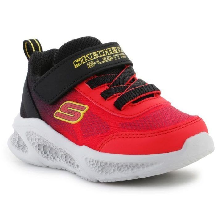 Vaikiški sportbačiai su LED Skechers S-Lights, raudoni ir juodi