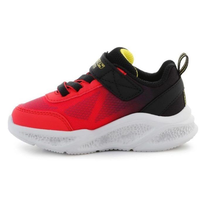 Vaikiški sportbačiai su LED Skechers S-Lights, raudoni ir juodi