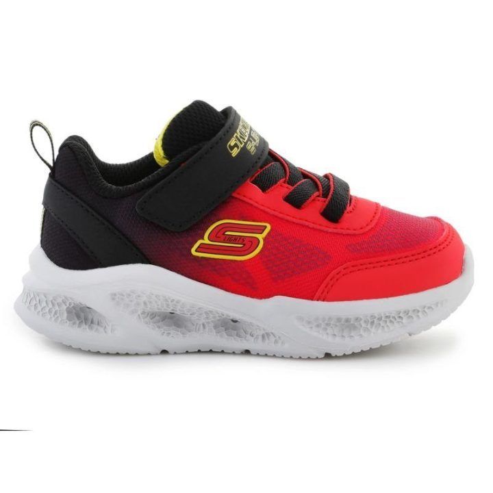 Vaikiški sportbačiai su LED Skechers S-Lights, raudoni ir juodi