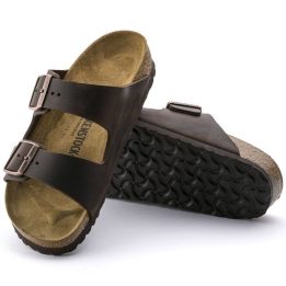 Uniseks siauros šlepetės Birkenstock Arizona, rudos