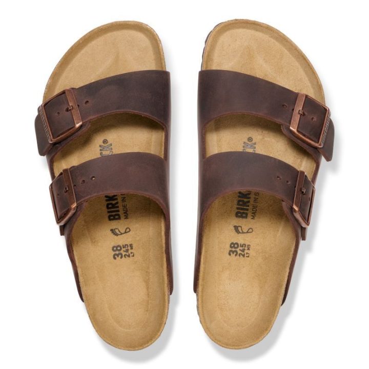 Uniseks siauros šlepetės Birkenstock Arizona, rudos