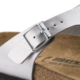 Moteriškos siauros šlepetės per pirštą Birkenstock Gizeh, sidabro