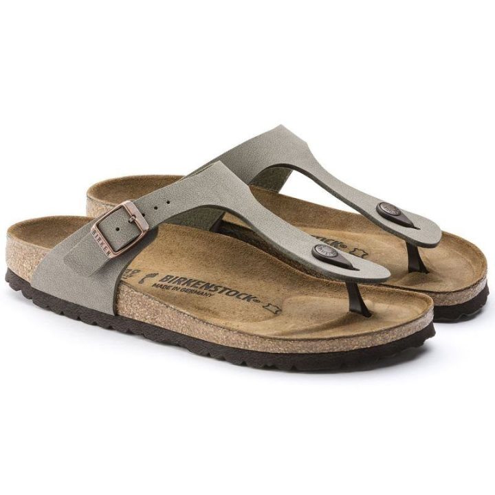Moteriškos šlepetės per pirštą Birkenstock Gizeh, pilkai smėlio