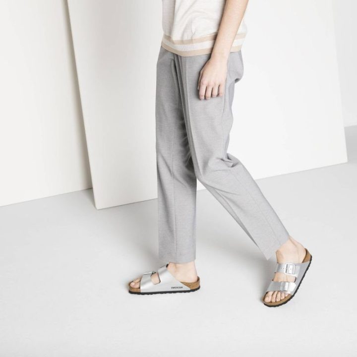 Moteriškos šlepetės Birkenstock Arizona, sidabro