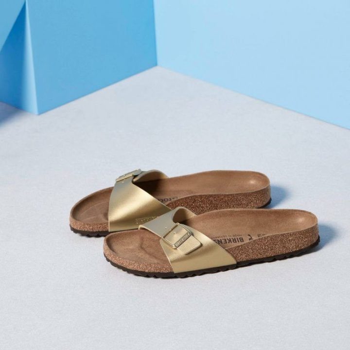 Moteriškos šlepetės su dirželiu Birkenstock Madrid, aukso