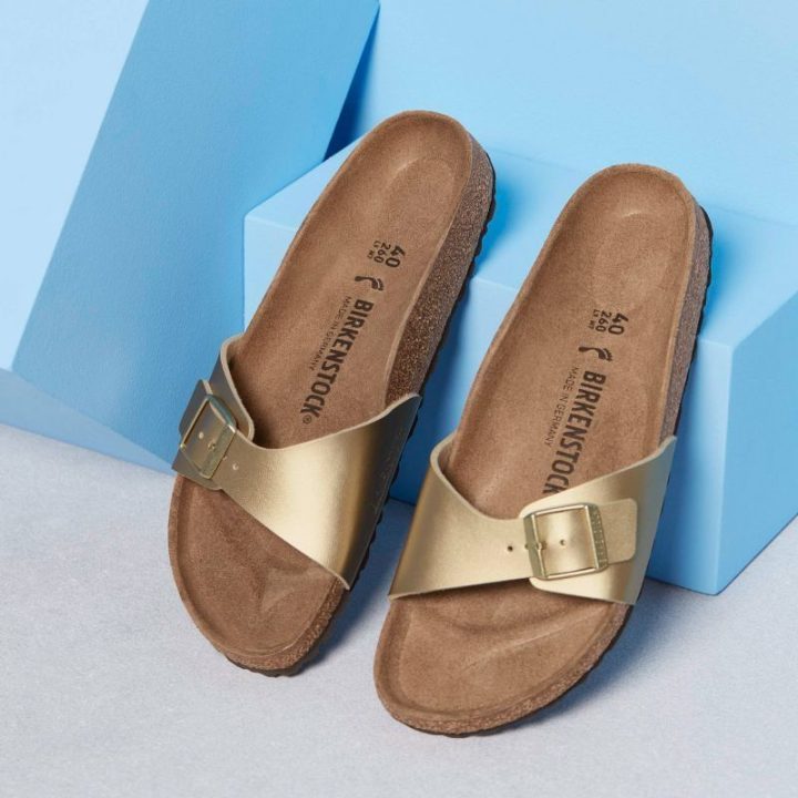 Moteriškos šlepetės su dirželiu Birkenstock Madrid, aukso