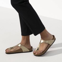 Moteriškos šlepetės per pirštą Birkenstock Gizeh, aukso