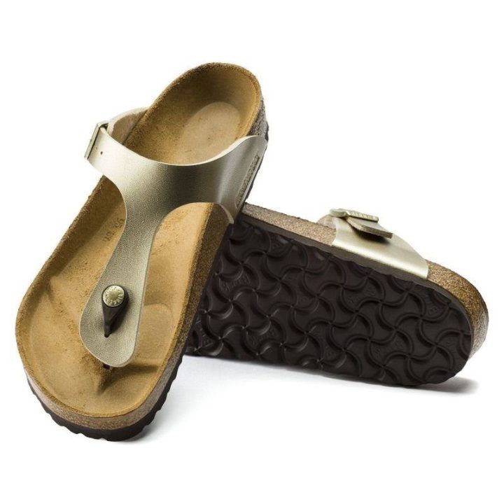 Moteriškos šlepetės per pirštą Birkenstock Gizeh, aukso