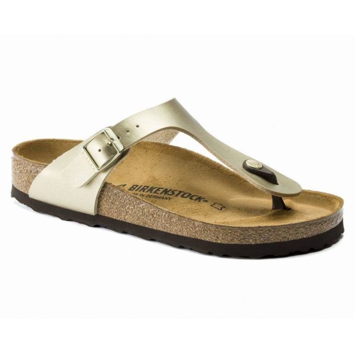 Moteriškos šlepetės per pirštą Birkenstock Gizeh, aukso
