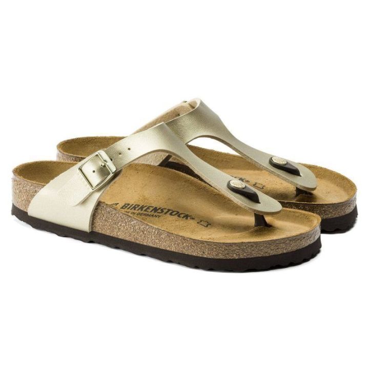 Moteriškos šlepetės per pirštą Birkenstock Gizeh, aukso