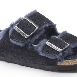 Moteriškos siauro pločio šlepetės Birkenstock Arizona, tamsiai mėlynos