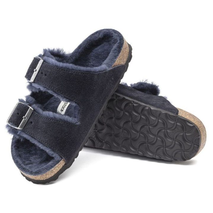 Moteriškos pašiltintos šlepetės Birkenstock Arizona, tamsiai mėlynos