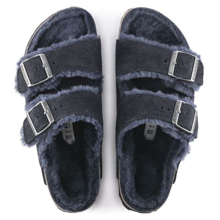 Moteriškos pašiltintos šlepetės Birkenstock Arizona, tamsiai mėlynos
