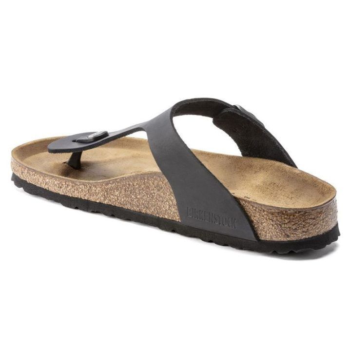 Uniseks odinės šlepetės per pirštą Birkenstock Gizeh NU, juodos