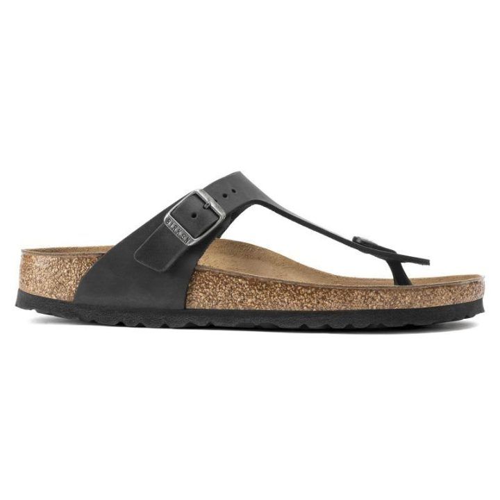 Uniseks odinės šlepetės per pirštą Birkenstock Gizeh NU, juodos