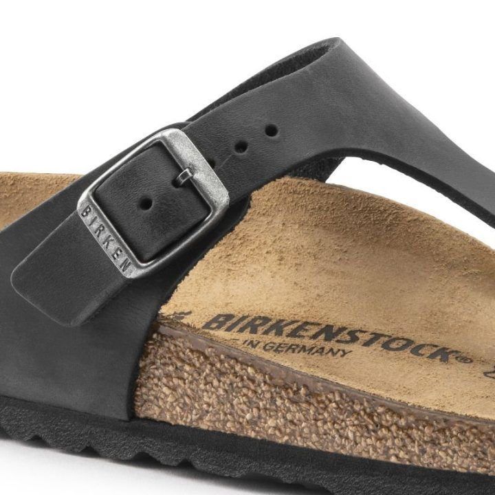Uniseks odinės šlepetės per pirštą Birkenstock Gizeh NU, juodos