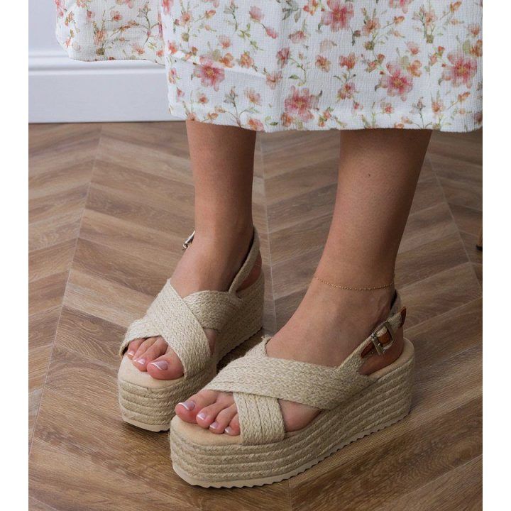Moteriškos espadrilinės basutės su platforma Olisa, smėlio