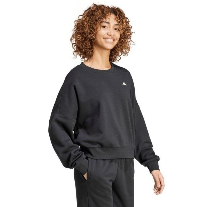 Moteriškas medvilninis džemperis adidas Essentials Small Logo, juodas