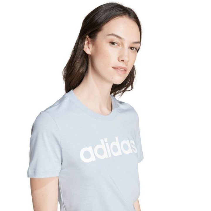Moteriški marškinėliai adidas Loungewear Essentials, šviesiai mėlyni