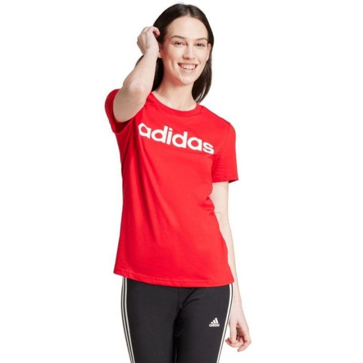 Moteriški marškinėliai adidas Loungewear Essentials, raudoni