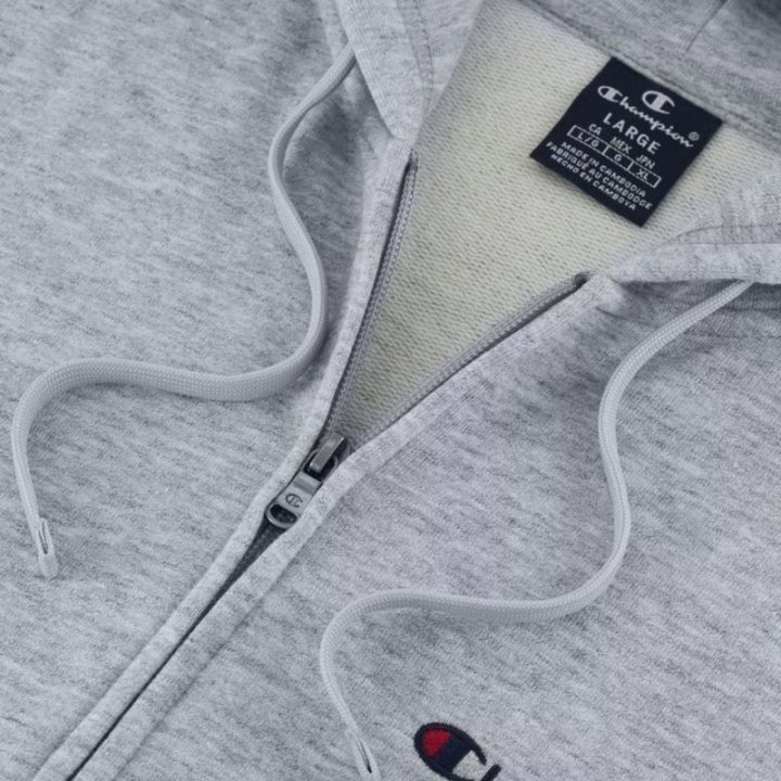 Vyriškas medvilninis džemperis su užtrauktuku Champion, pilkas