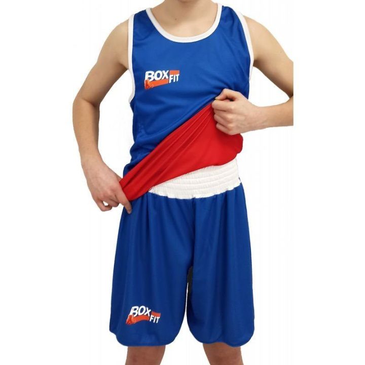 Dvipusis bokso aprangos komplektas BOXFIT, mėlynas ir raudonas