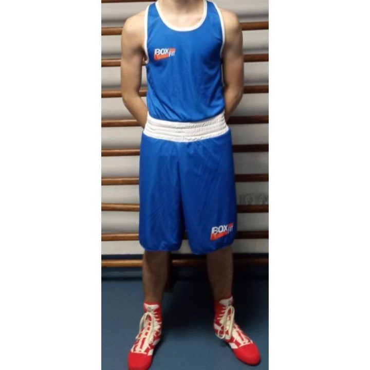 Dvipusis bokso aprangos komplektas BOXFIT, mėlynas ir raudonas
