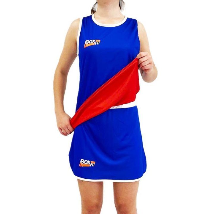 Moteriškas dvipusis bokso aprangos komplektas Boxfit, raudonas ir mėlynas