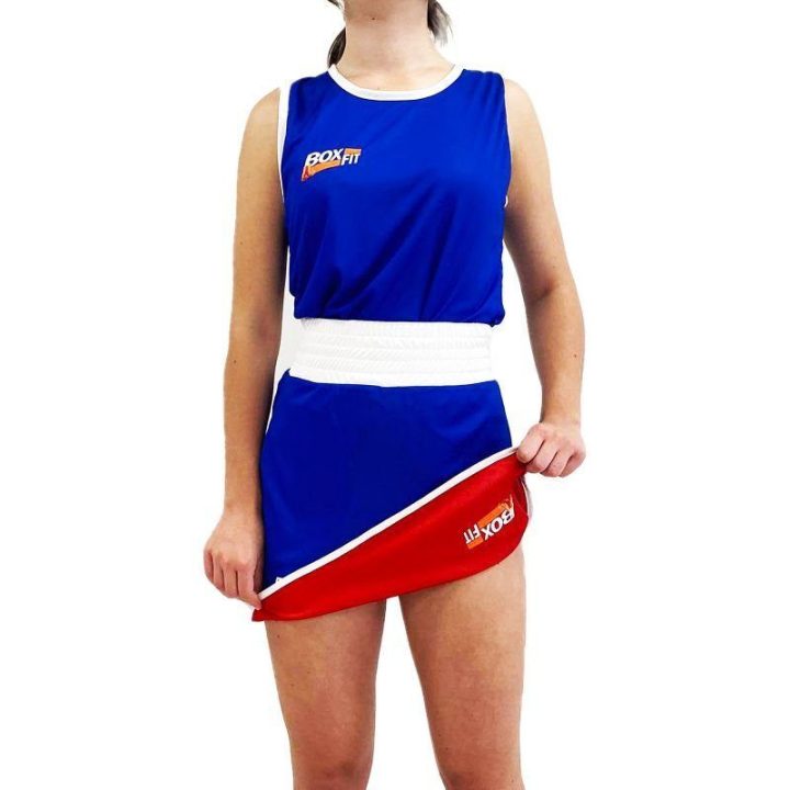 Moteriškas dvipusis bokso aprangos komplektas Boxfit, raudonas ir mėlynas