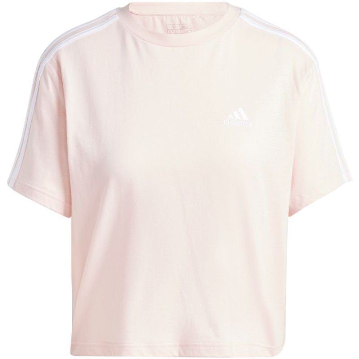 Moteriški trumpinti medvilniniai marškinėliai adidas, smėlio