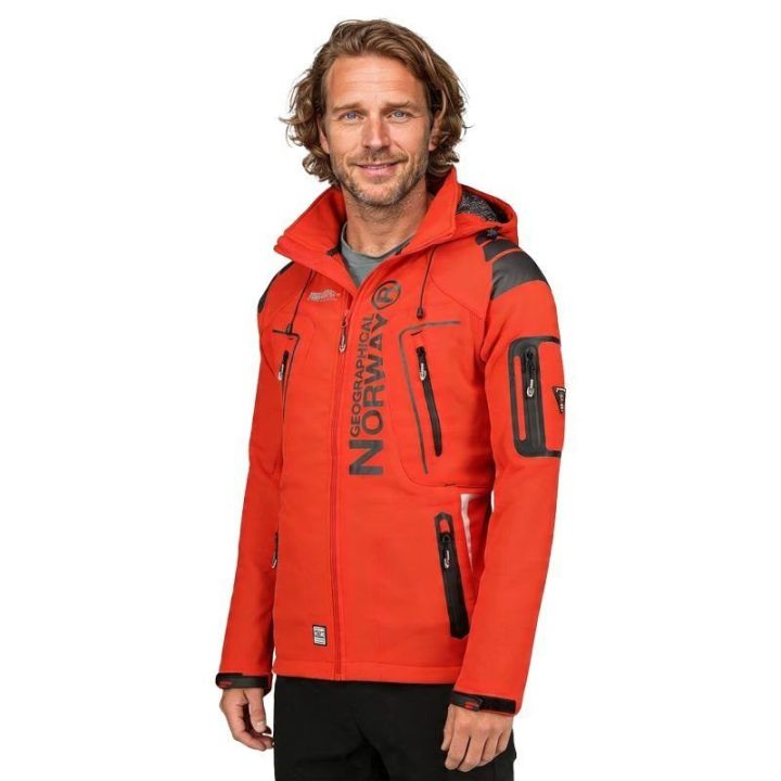 Vyriška softshell striukė su gobtuvu Geographical Norway, raudona