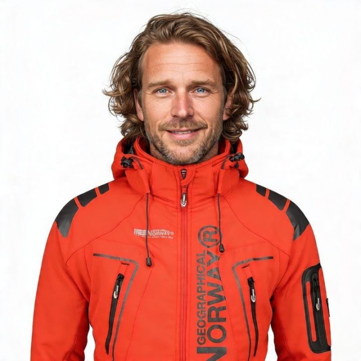 Vyriška softshell striukė su gobtuvu Geographical Norway, raudona