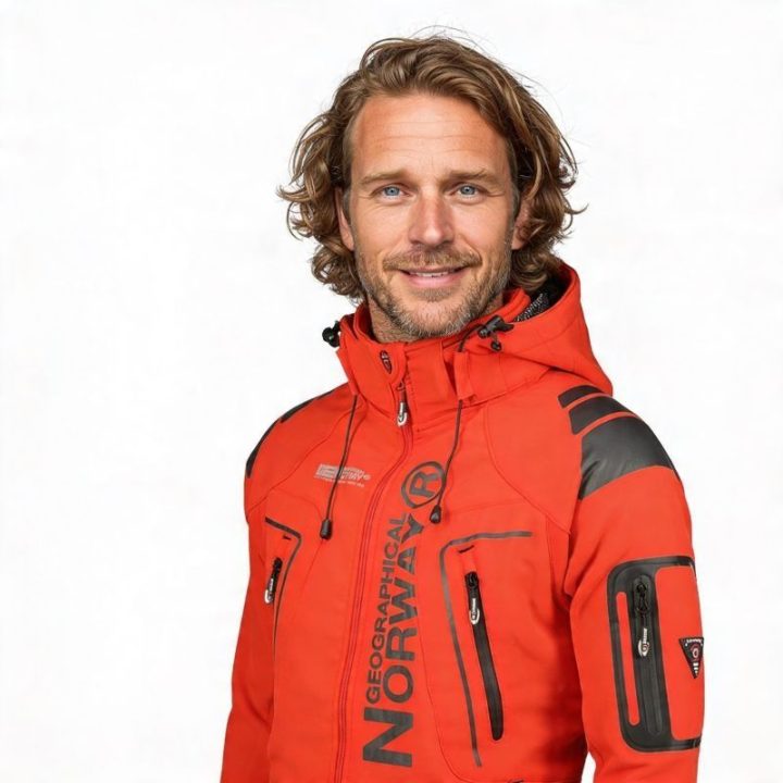 Vyriška softshell striukė su gobtuvu Geographical Norway, raudona