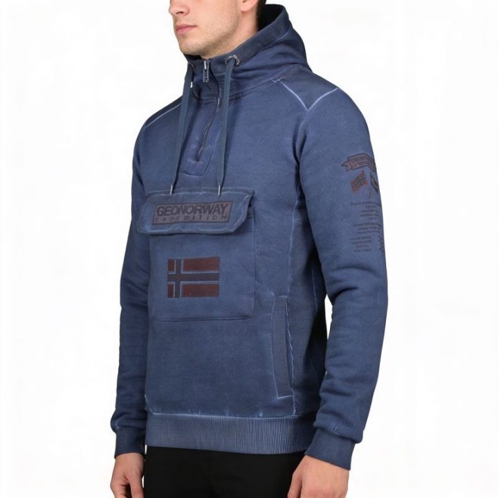 Vyriškas medvilninis džemperis Geographical Norway Gymclass EO, tamsiai mėlynas