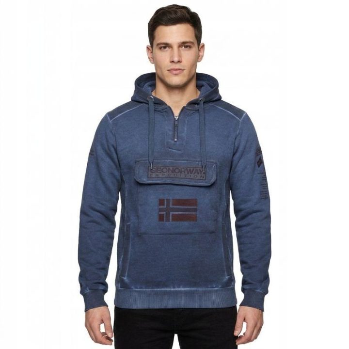 Vyriškas medvilninis džemperis Geographical Norway Gymclass EO, tamsiai mėlynas