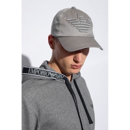Vyriška beisbolo kepurė su lenktu snapeliu Emporio Armani, pilka