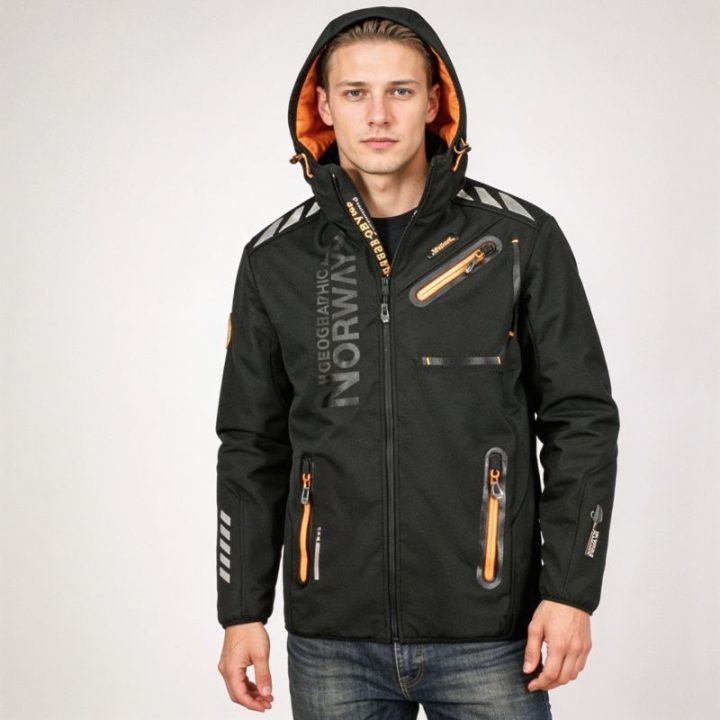Vyriška softshell striukė Geographical Norway, juoda ir oranžinė