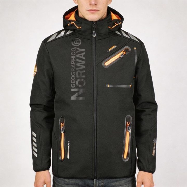 Vyriška softshell striukė Geographical Norway, juoda ir oranžinė