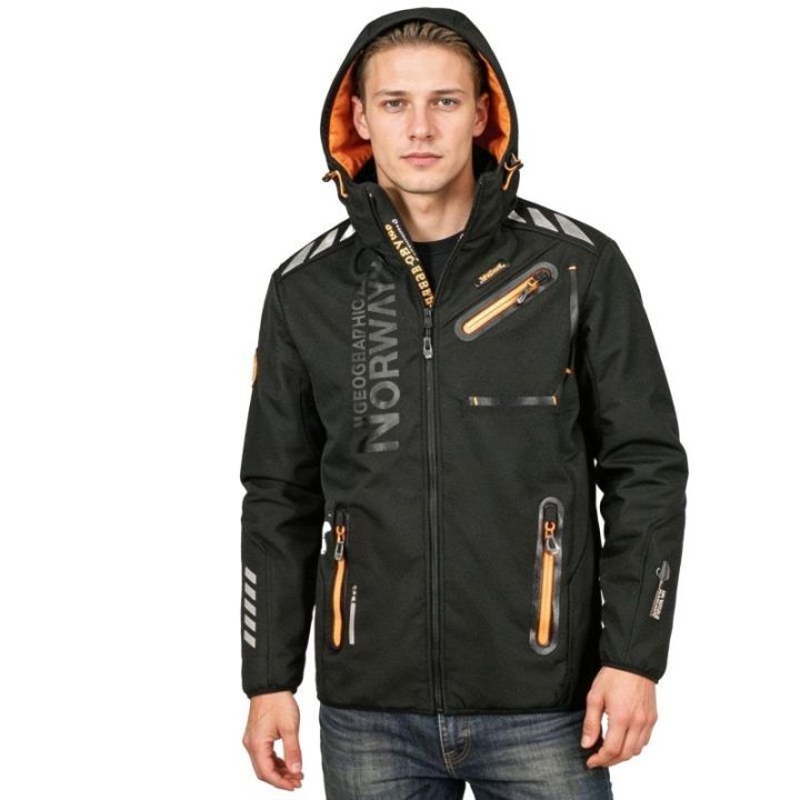 Vyriška softshell striukė Geographical Norway, juoda ir oranžinė